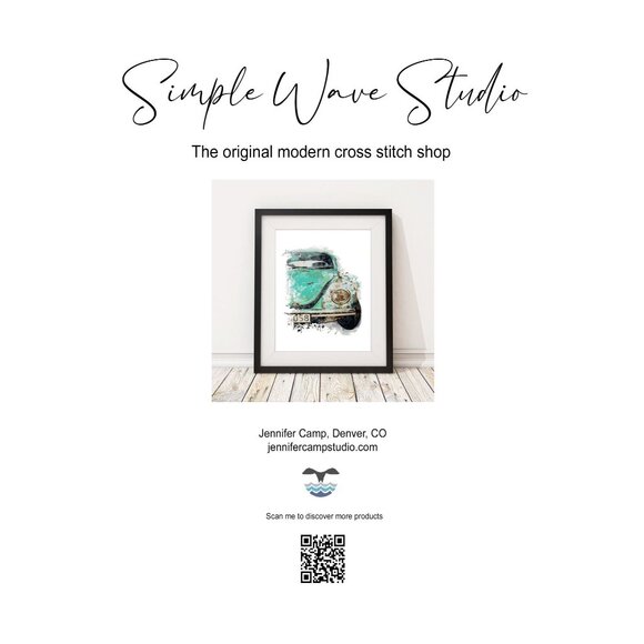 VW Volkswagen Bug Car Automobile Counted Cross Stitch Pattern NEW - Picture 1 of 4